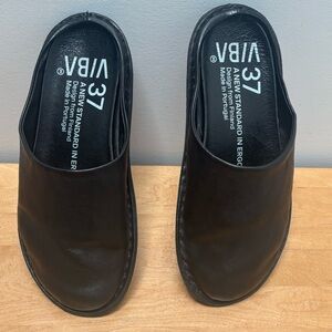 Vibae Roma Leather Preto Black Shoes Mules Size 7